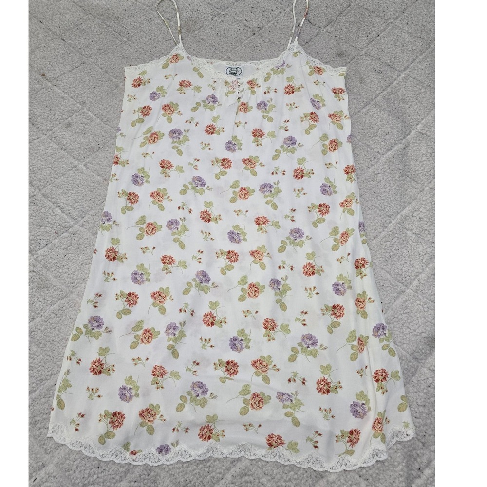 Laura Ashley Vintage Floral Lace Trimmed Cami Cottage Core Slip Dress Large - Picture 10 of 12